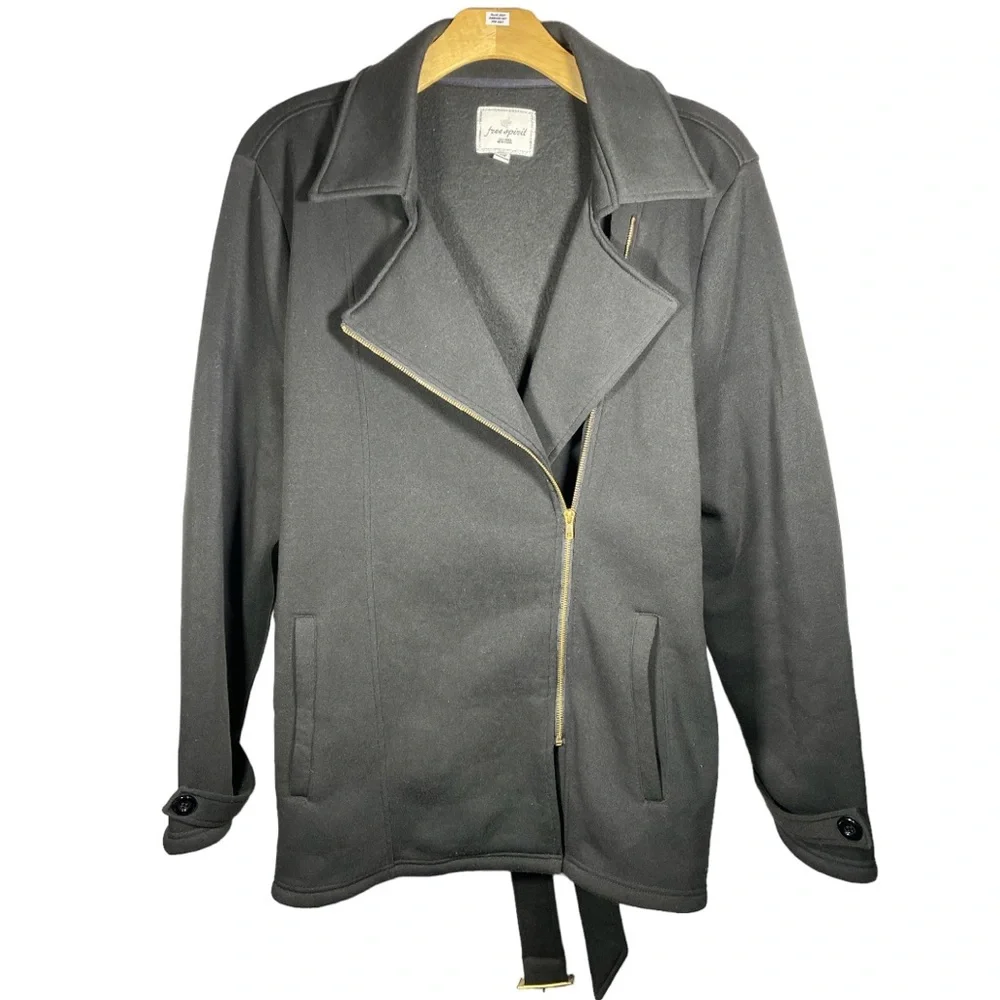 FREE SPIRIT Double Breasted Bomber Jacket With Waist Sash